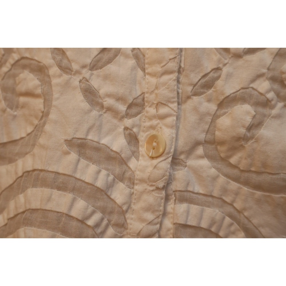 The Territory Ahead White Burnout 100%Cotton 3/4 Sleeve Blouse Top‎ M Medium - Picture 7 of 8